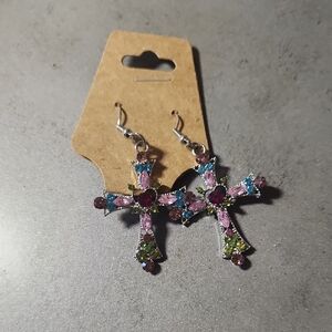 Bundle Booster!   Colorful Cross Dangle Earrings Handmade